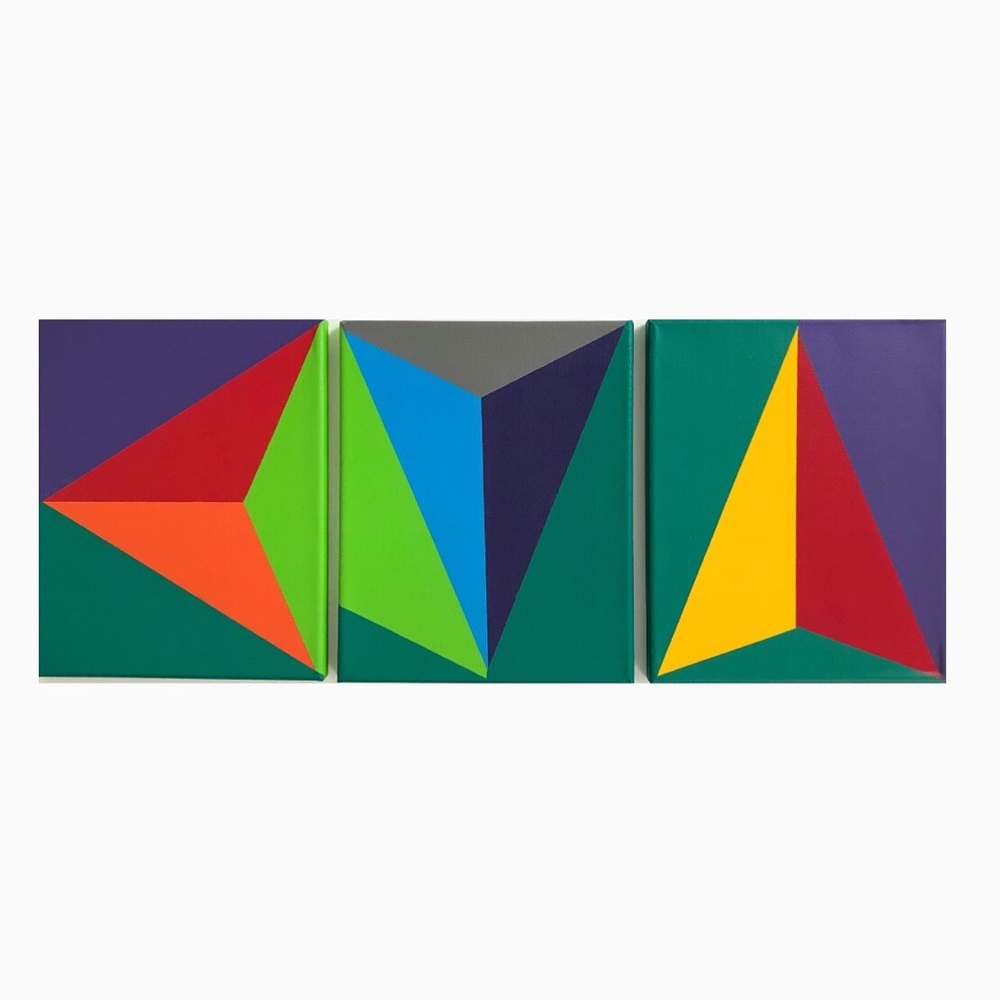 Acrilyc on Canvas tGEOMETRIC trío  art x3